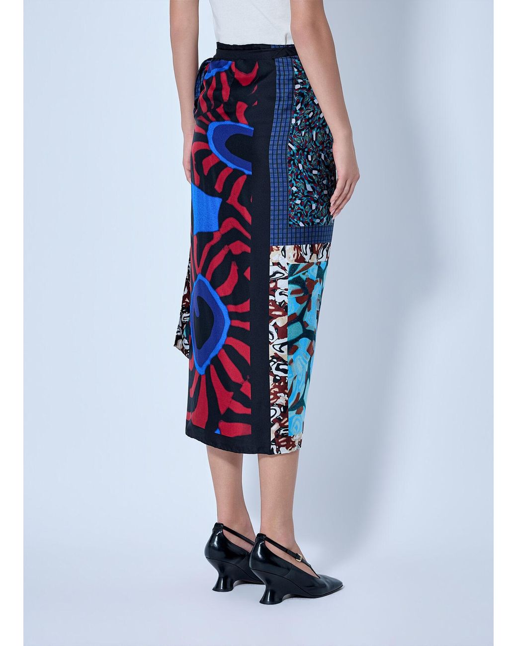 Dries Van Noten Blue Scarfy Long Skirt