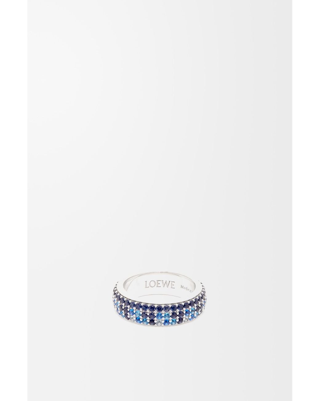 Loewe White Luxury Thin Pavé Ring In Sterling Silver And Crystals For