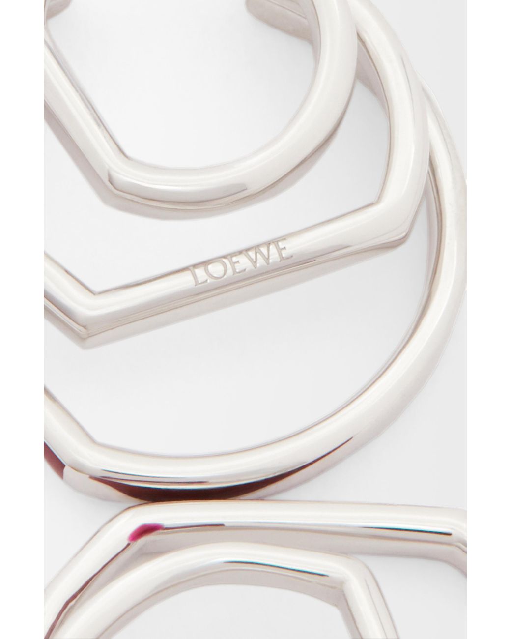 Loewe White Luxury Stacked Hoop Earrings In Sterling Silver And Enamel