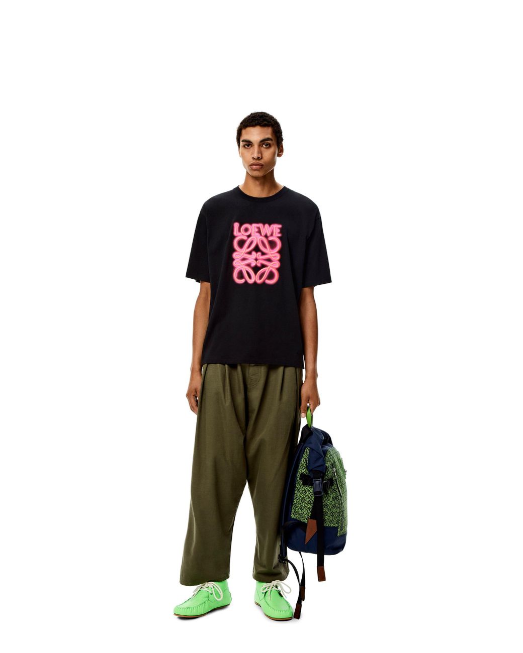 Loewe Luxury Neon T-shirt In Cotton For Men in Black for Men