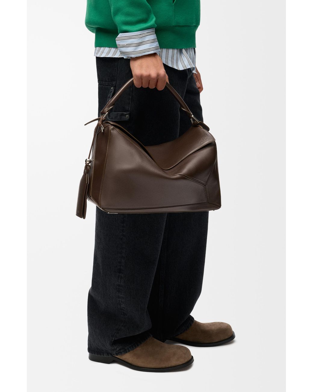 Loewe Brown Large Featherlight Puzzle Bag for men