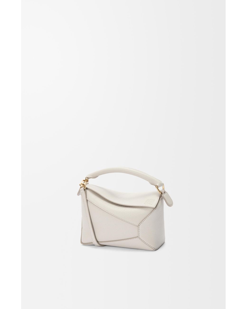 Loewe White Luxury Small Puzzle Bag In Soft Grained Calfskin For