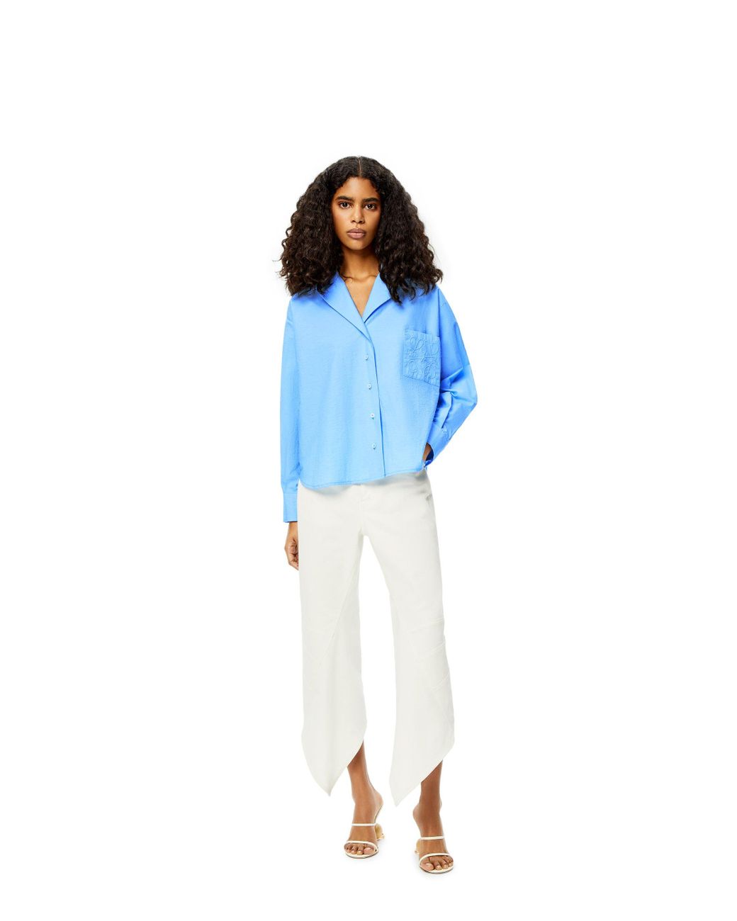 Loewe Blue Luxury Anagram Pajama Blouse In Cotton For Women