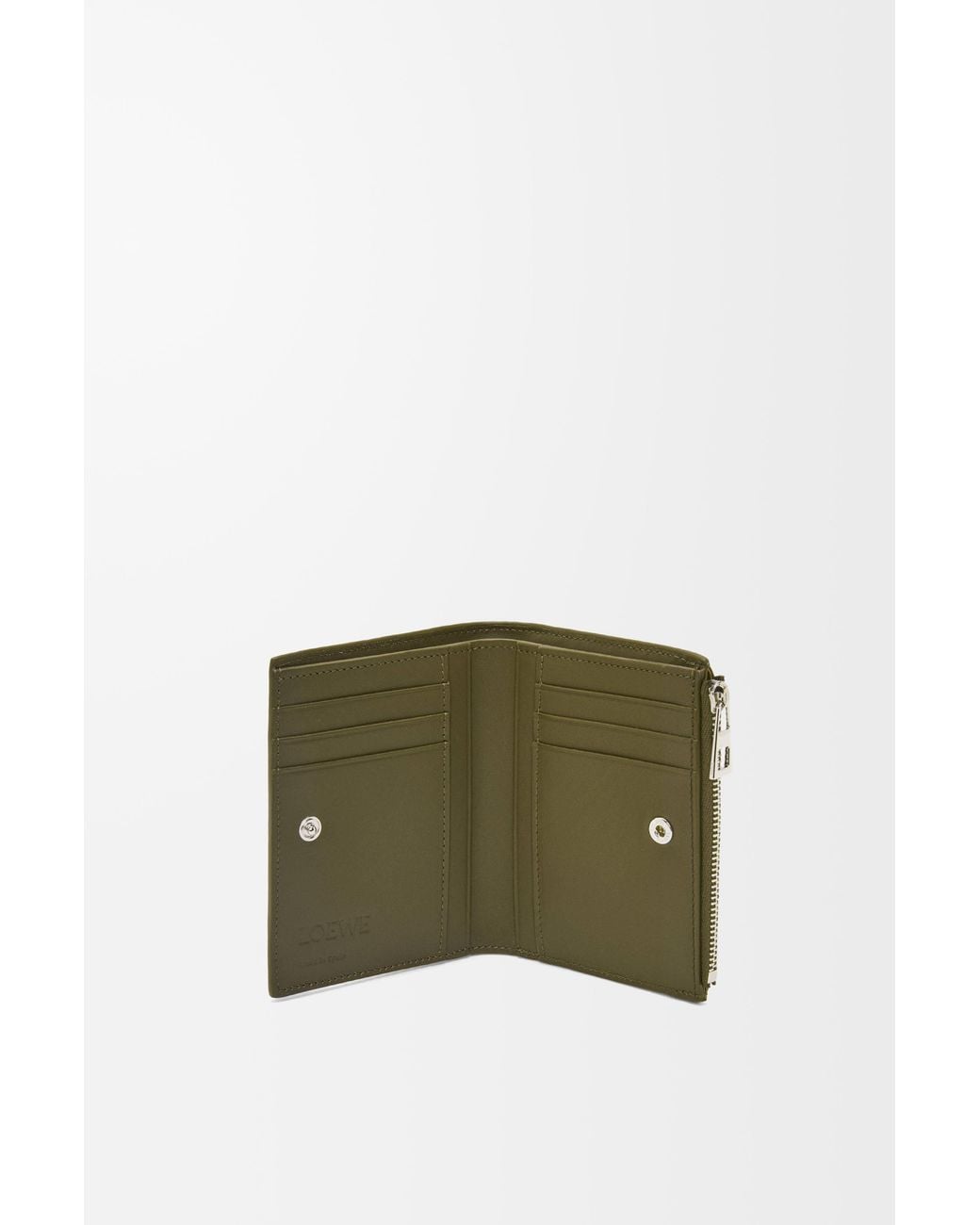 Loewe Green Luxury Slim Compact Walllet In Textured Classic Calfskin for men