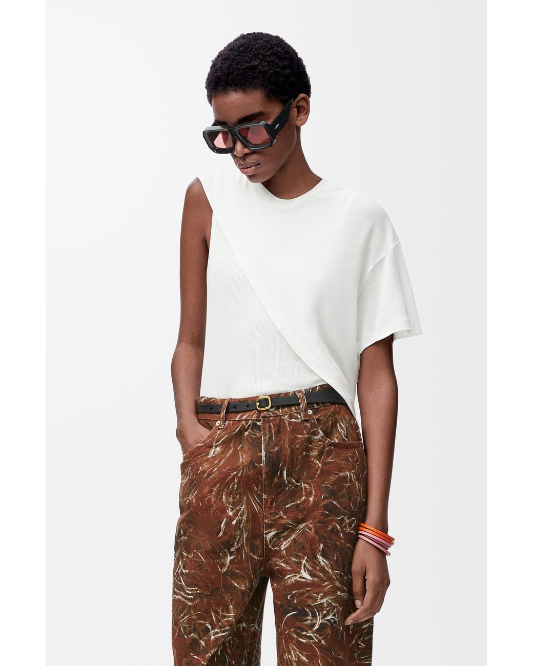 Loewe White Rounded Soft Belt In Classic Calfskin