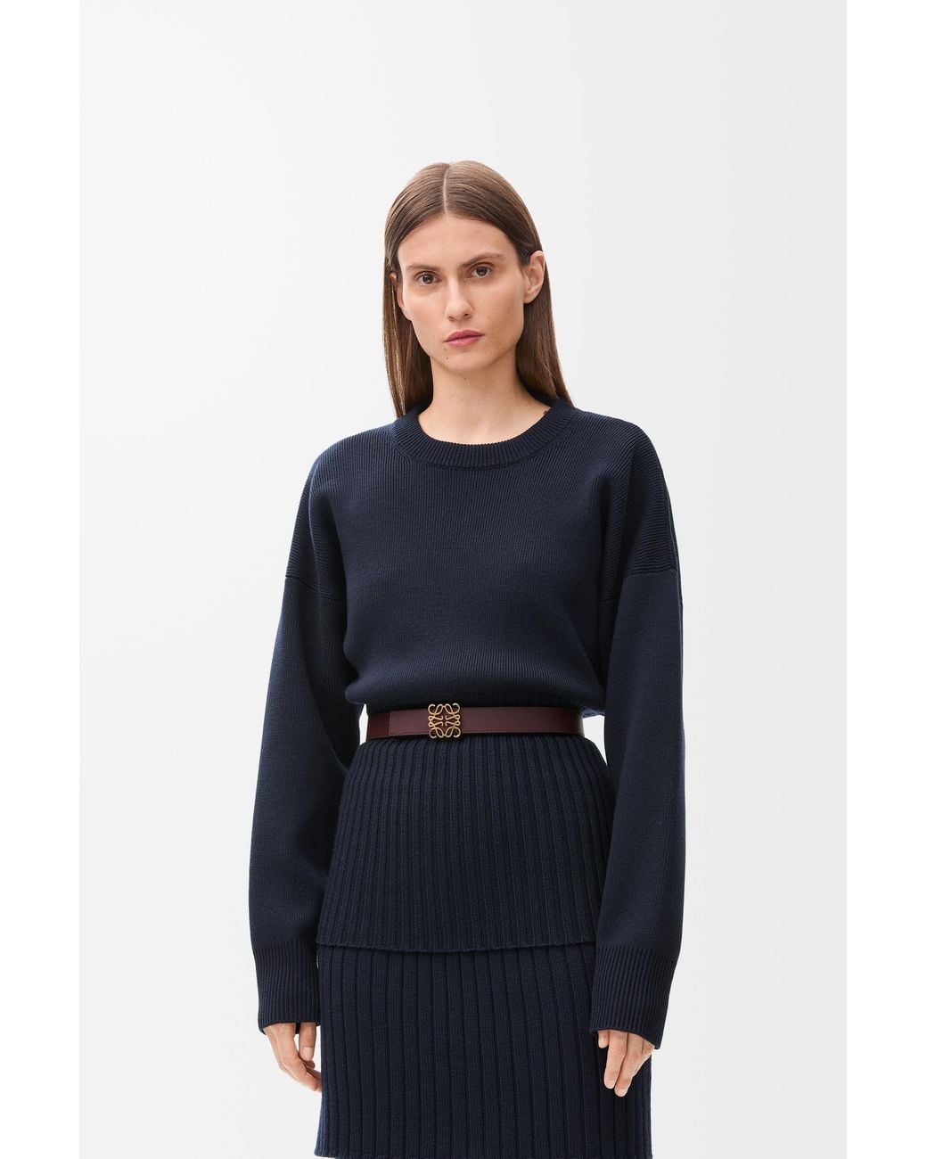 Loewe White Luxury Reversible Anagram Belt In Smooth Calfskin