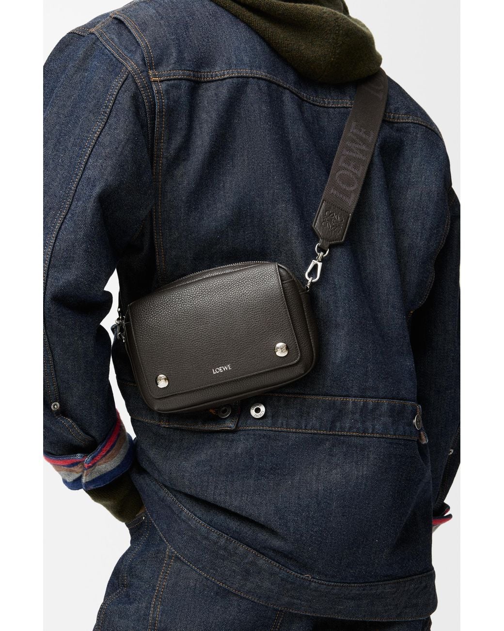 Loewe Black Small Pebble Messenger Bag for men