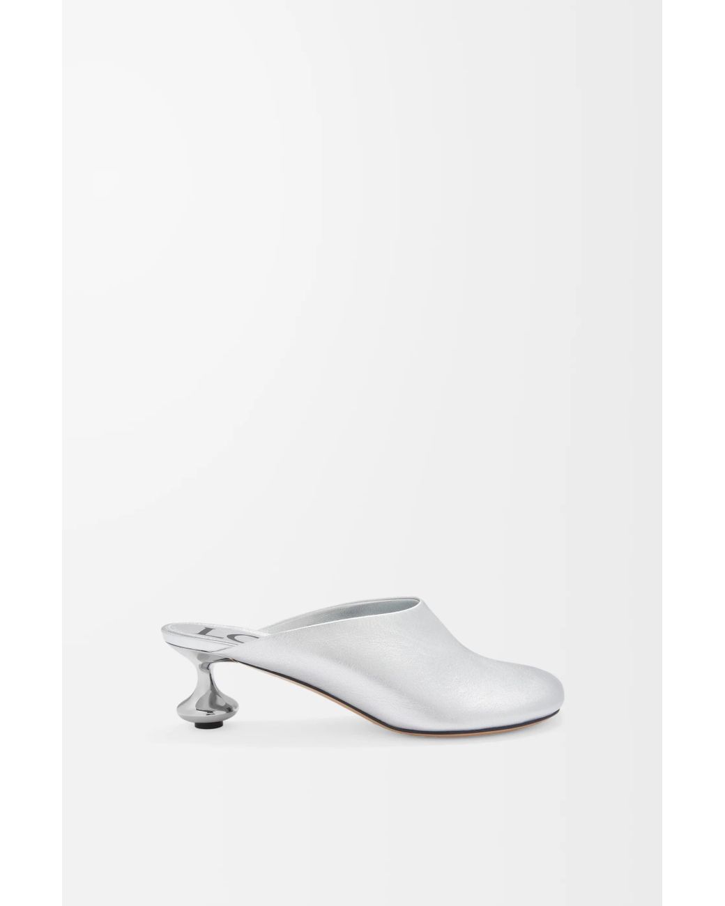 Loewe White Toy Mule In Laminated Lambskin