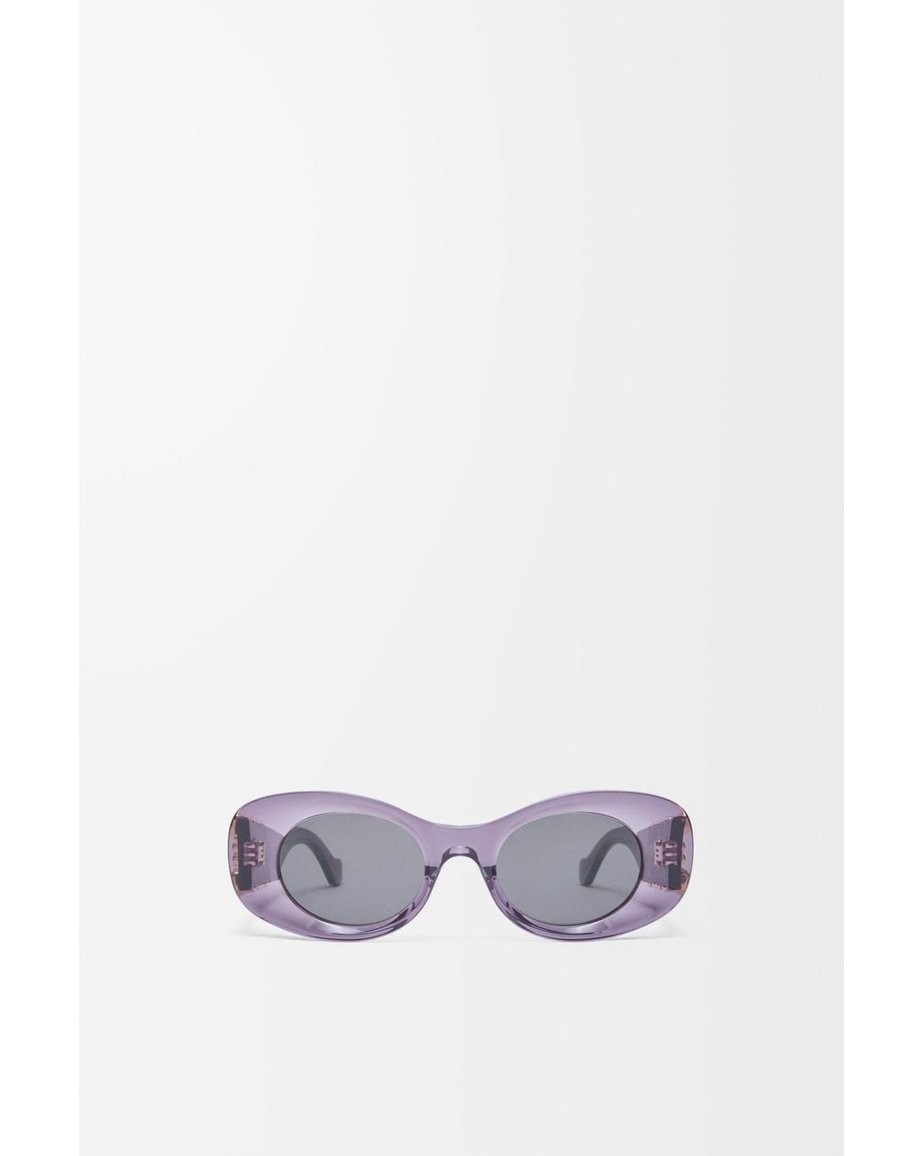 Loewe White Beveled Oval Maxi Anagram Sunglasses For