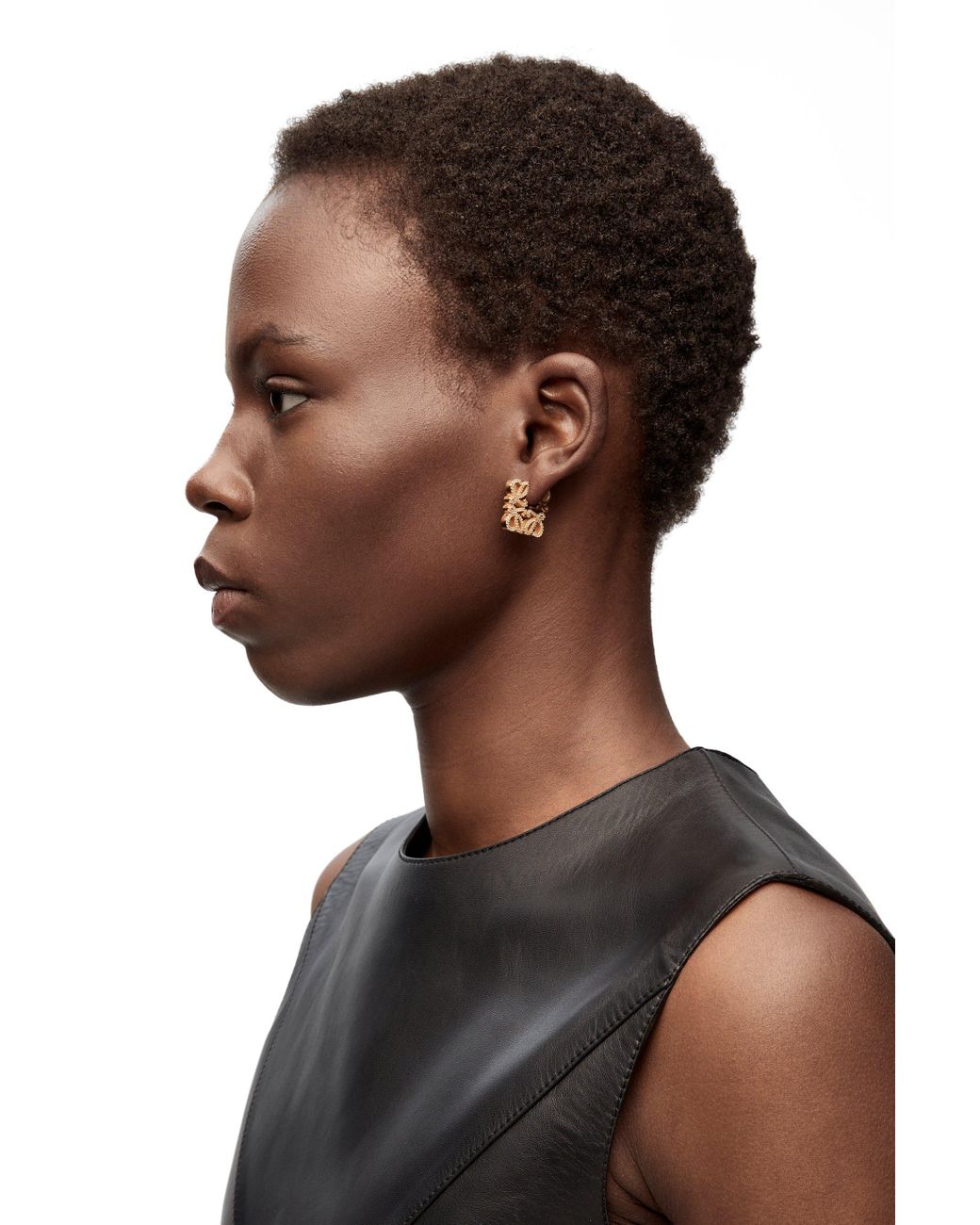 Loewe Pave Anagram Earrings In Sterling Silver And Crystal in Metallic