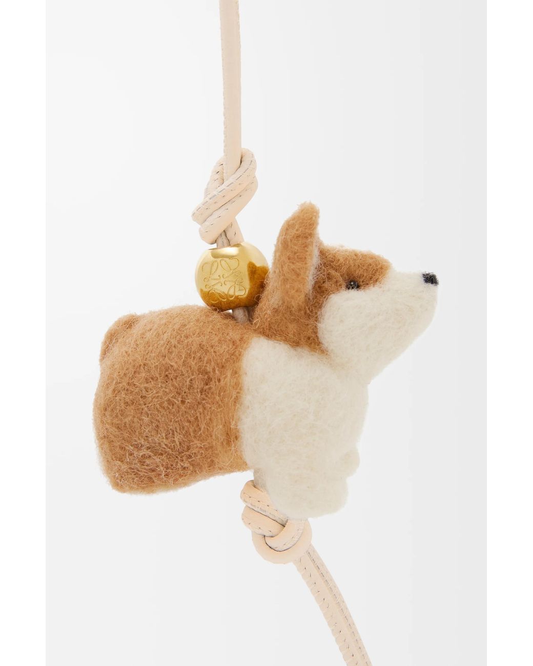 Loewe White Luxury Corgi Charm In Felt And Calfskin