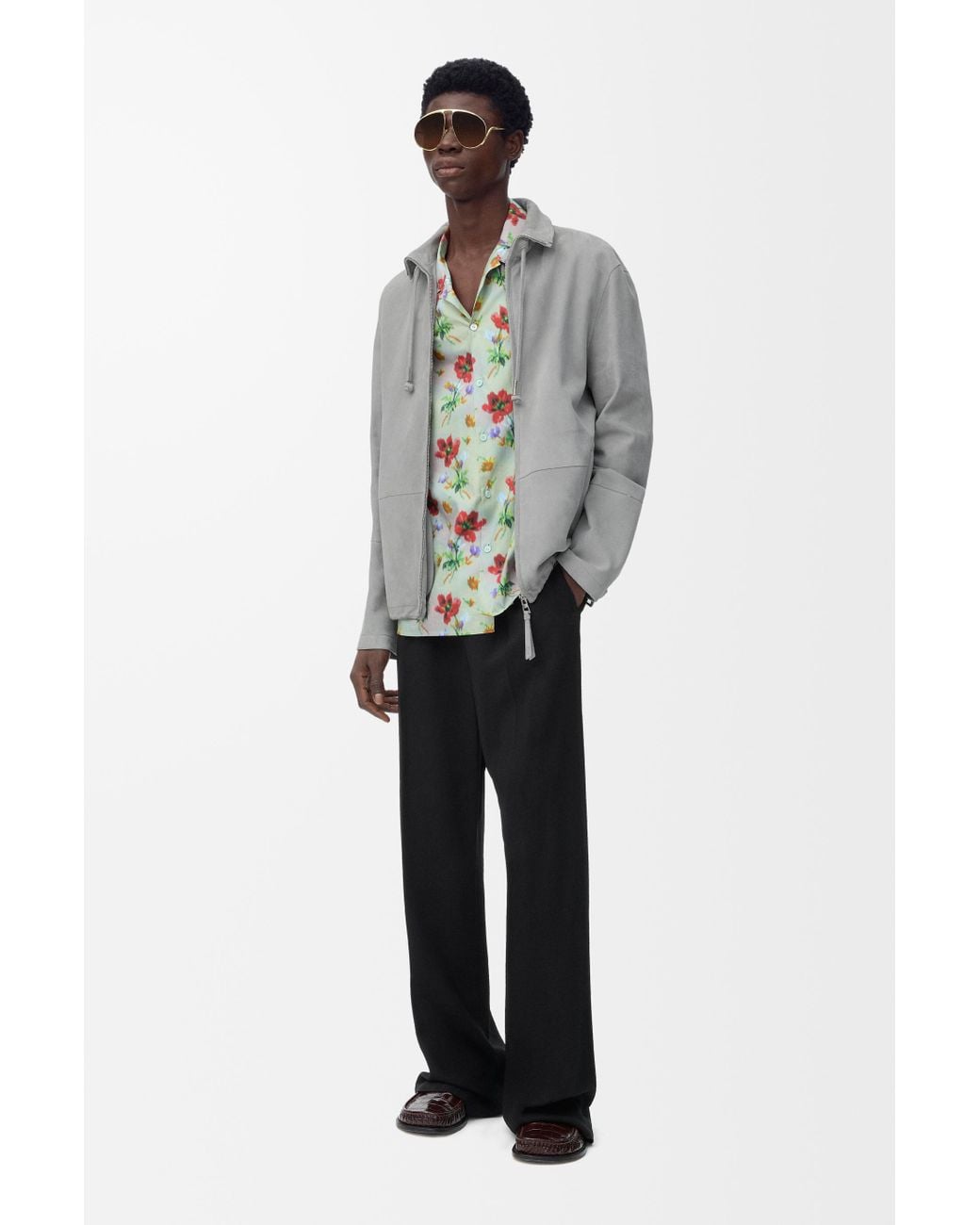 Loewe Gray Zip-Up Jacket for men
