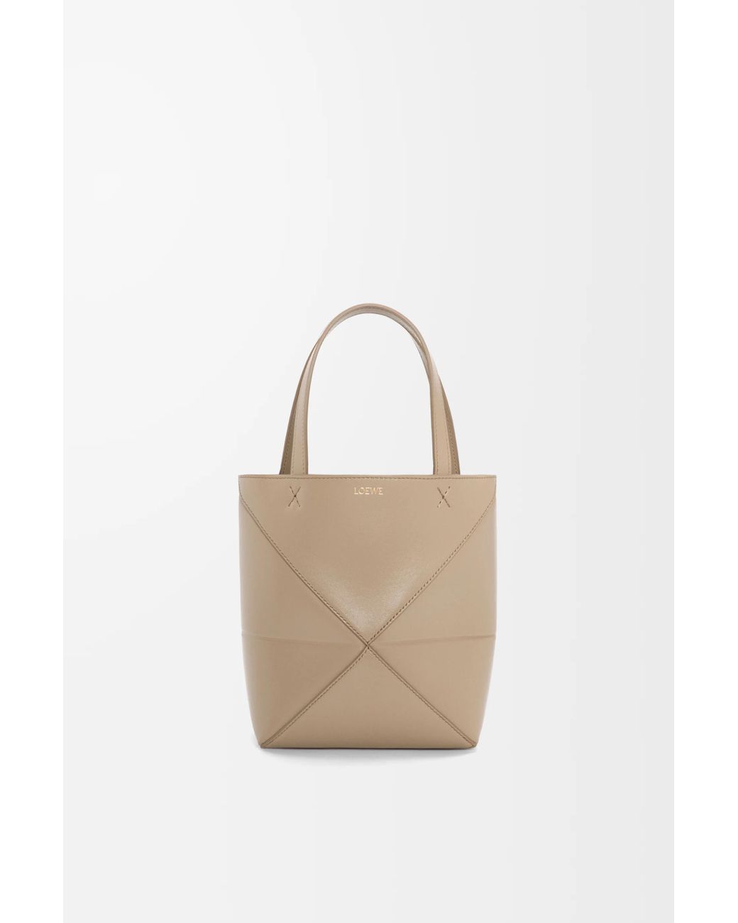 Loewe White Mini Puzzle Fold Calf Leather Tote For