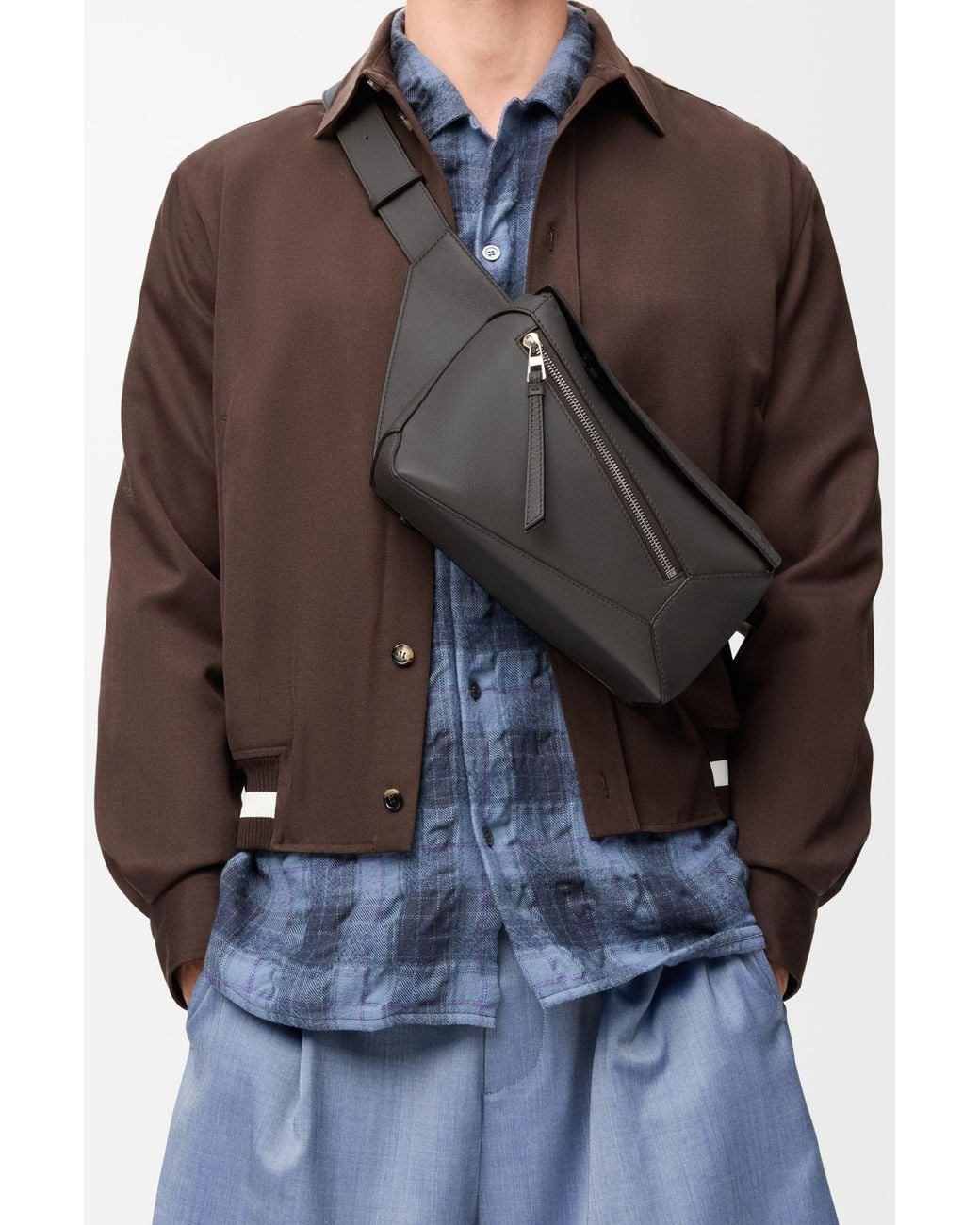 Loewe Gray Small Puzzle Bumbag In Classic Calfskin for men