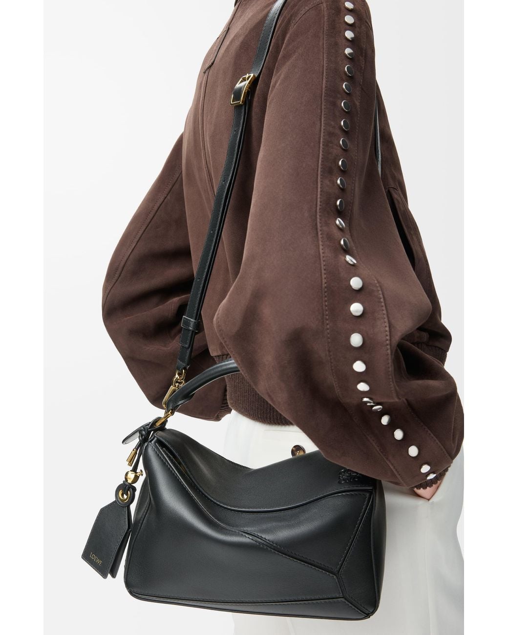 Loewe Black Small Featherlight Puzzle Bag In Nappa Lambskin