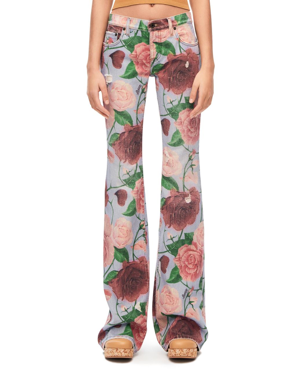 Loewe Roses Jeans In Denim in Metallic Lyst