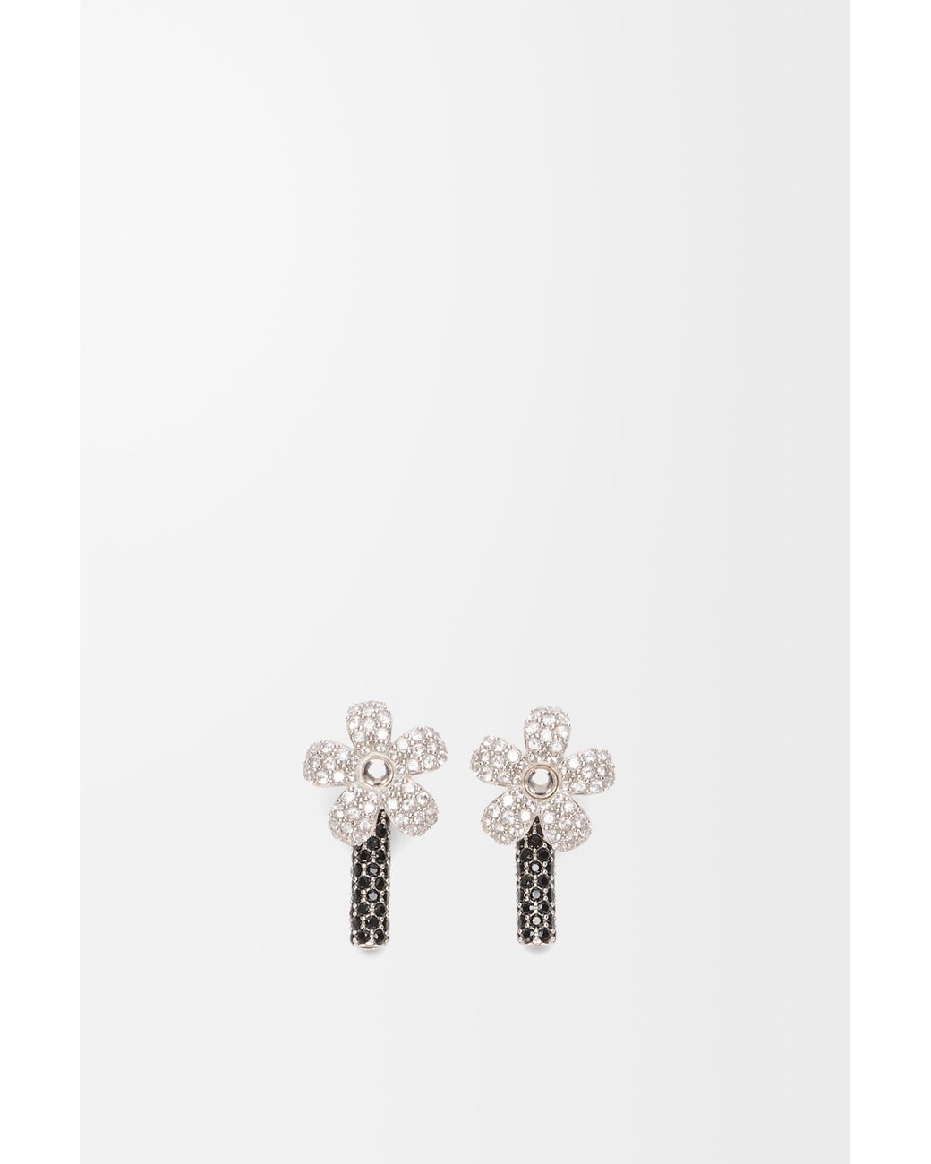Loewe White Flor Earrings In Sterling Silver And Crystals