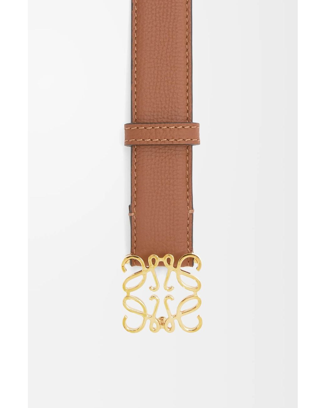 Loewe White Luxury Anagram Belt In Pebble Grain Calfskin