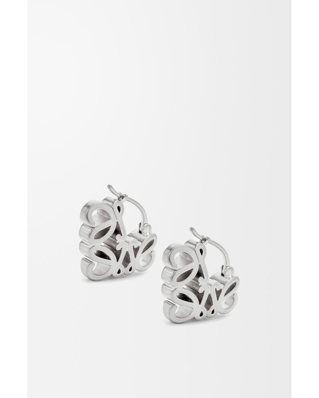 Loewe White Anagram Bombé Hoop Earrings