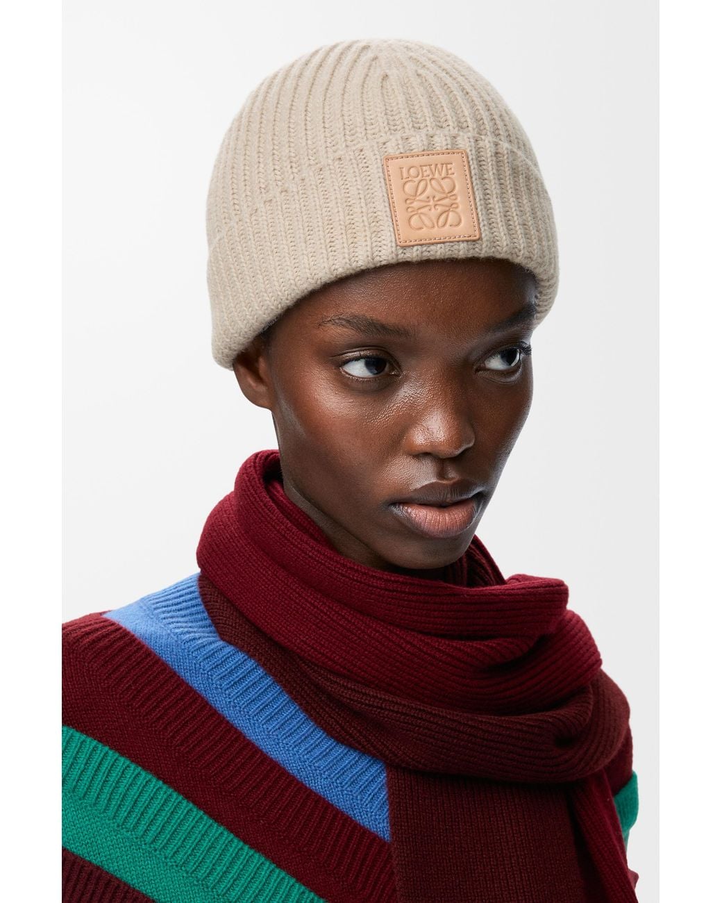 Loewe White Beanie In Cashmere