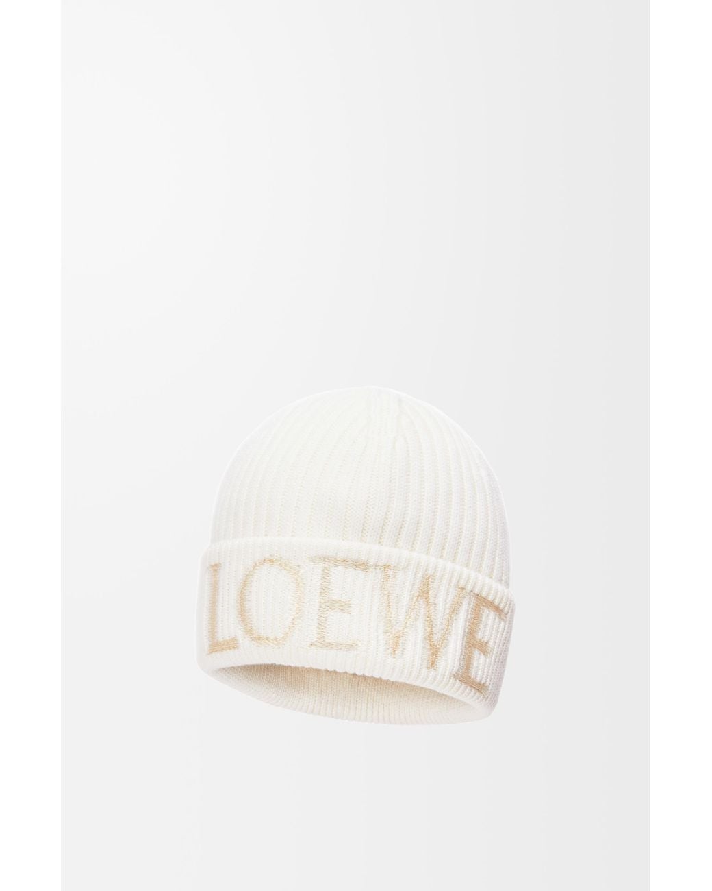 Loewe White Luxury Beanie In Wool For