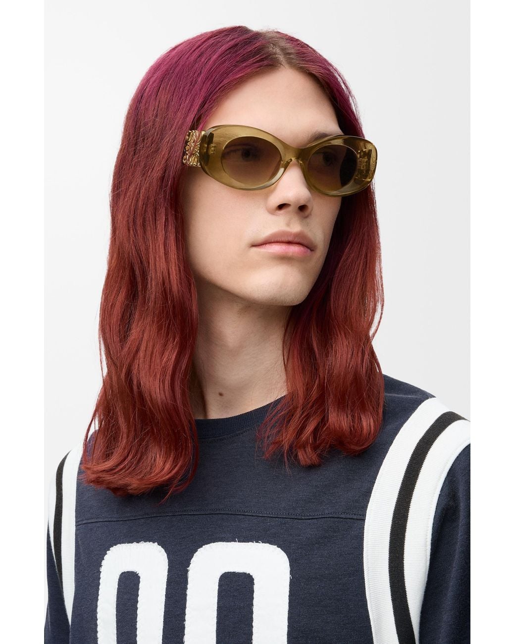 Loewe Natural Beveled Oval Maxi Anagram Sunglasses For