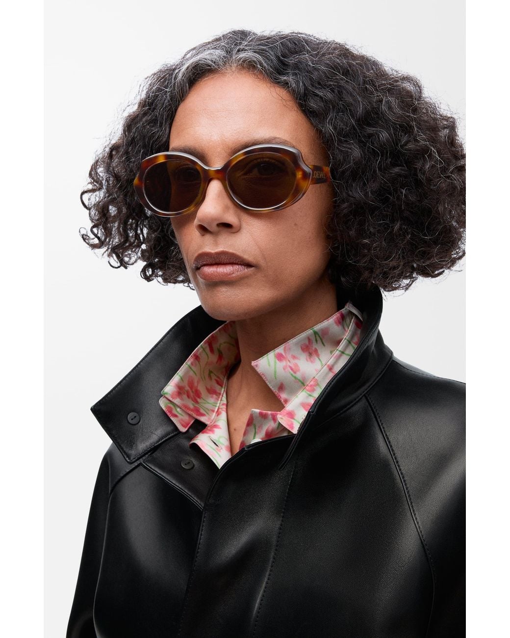 Loewe Black Mini Oval Slim Sunglasses For