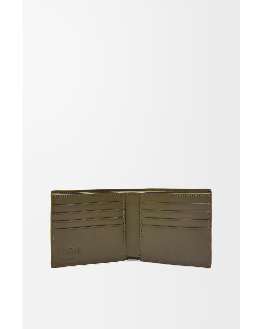 Loewe Green Luxury Bifold Wallet In Textured Classic Calfskin for men