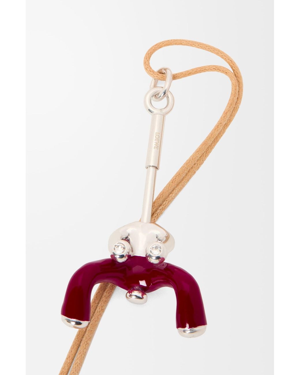 Loewe White Seated Acrobat Pendant In Sterling Silver And Crystals
