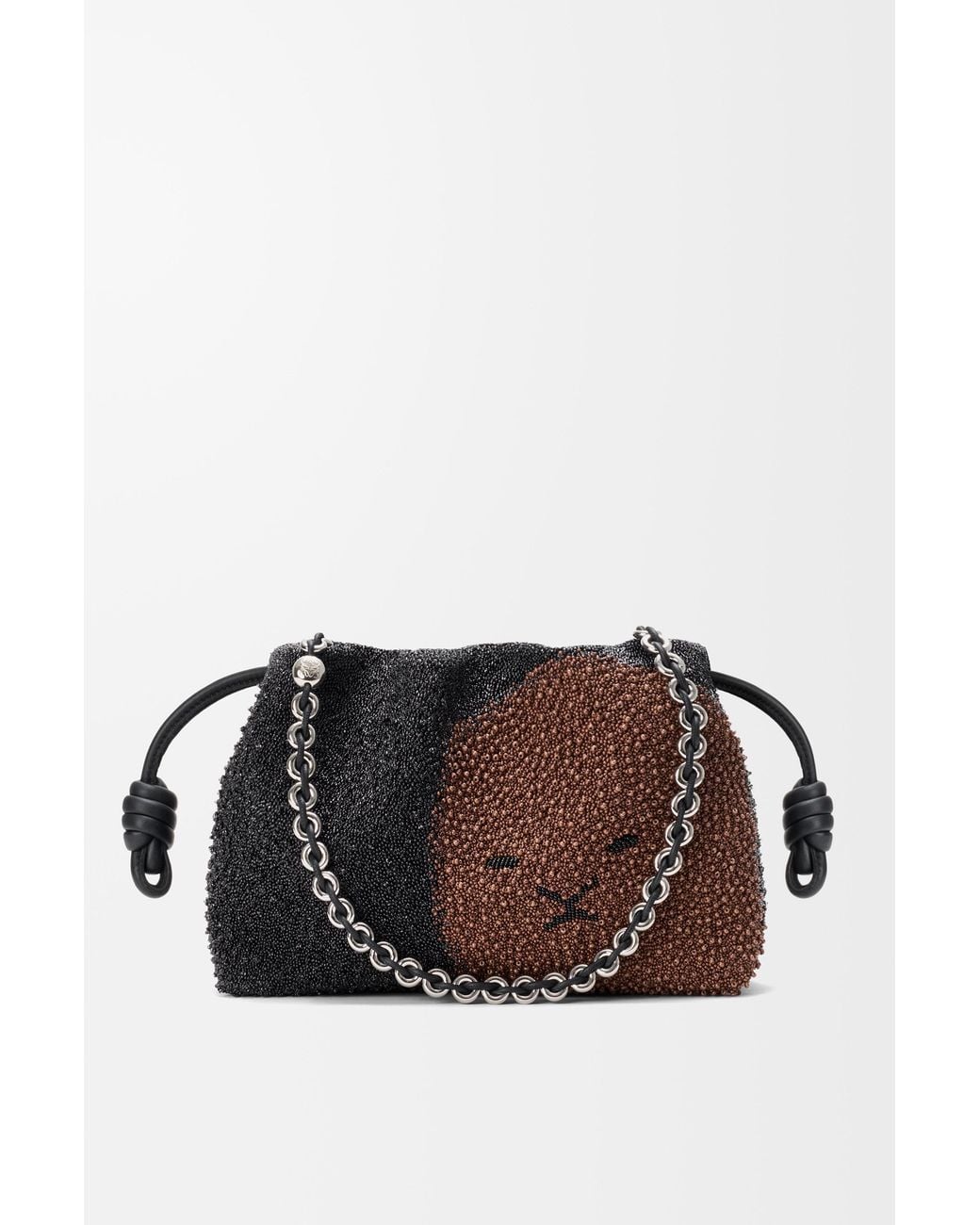 Loewe Brown Medium Lion Beads Flamenco Purse