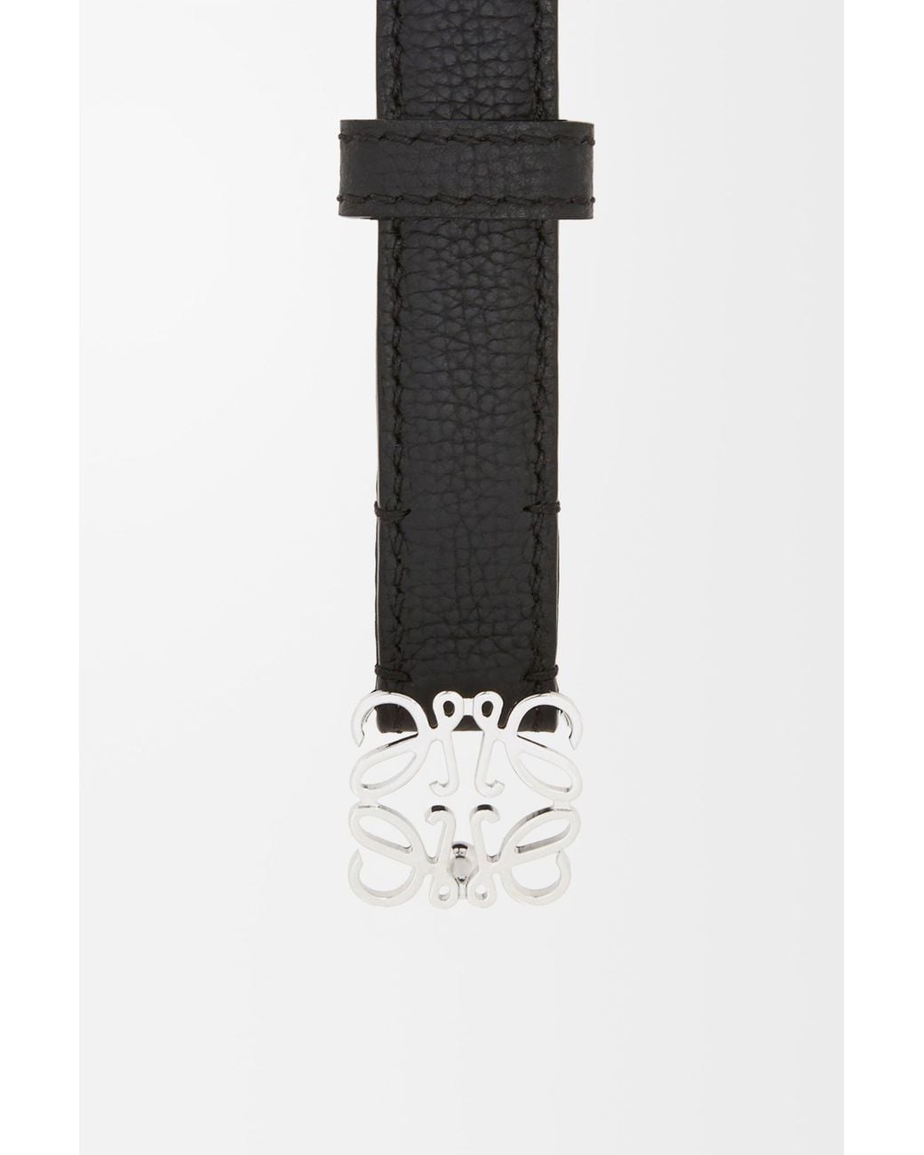 Loewe White Anagram Belt In Pebble Grain Calfskin