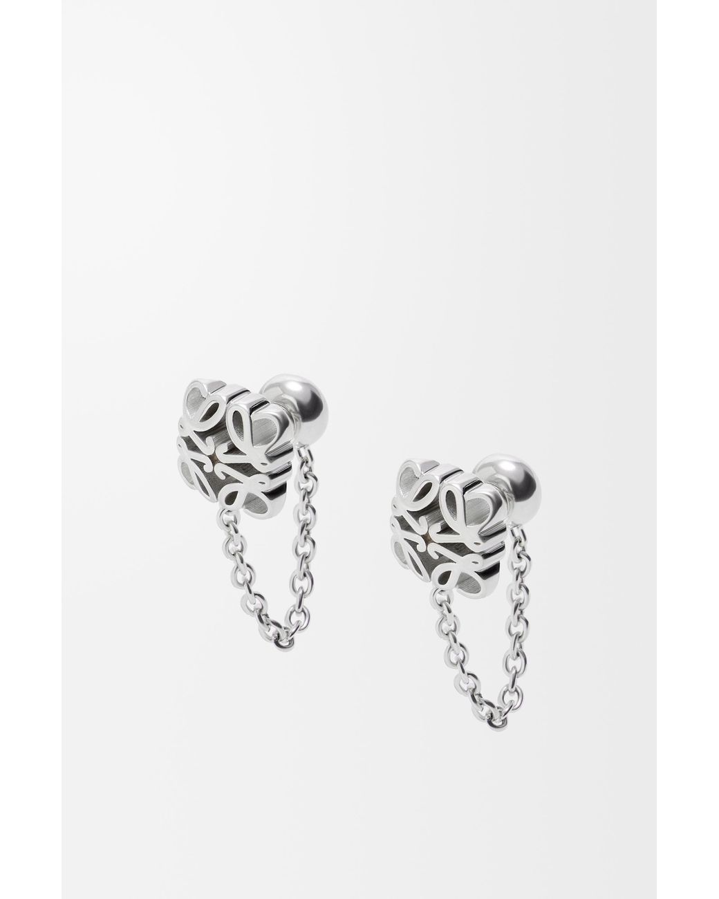 Loewe Metallic Anagram Bombé Chain Earrings