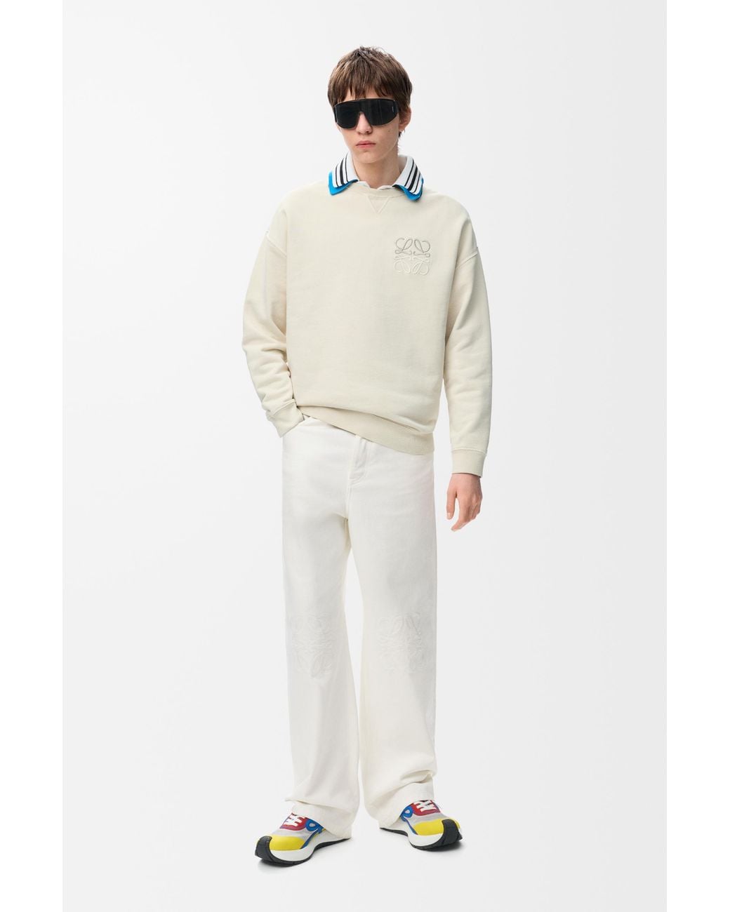 Loewe White Anagram Baggy-Fit Jeans for men