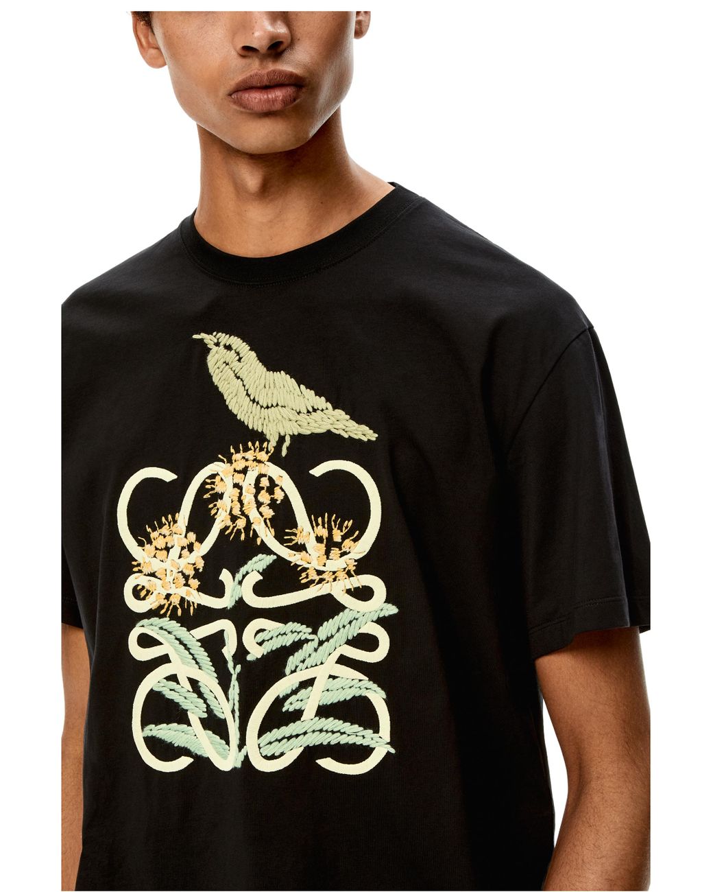 Loewe Black Luxury Herbarium Anagram T-shirt In Cotton For Men Loewe Black Luxury Herbarium Anagram T-shirt In Cotton For Men