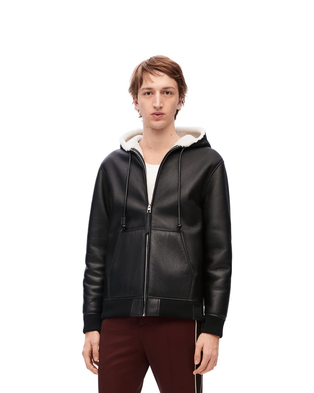 Leather zip up clearance hoodie