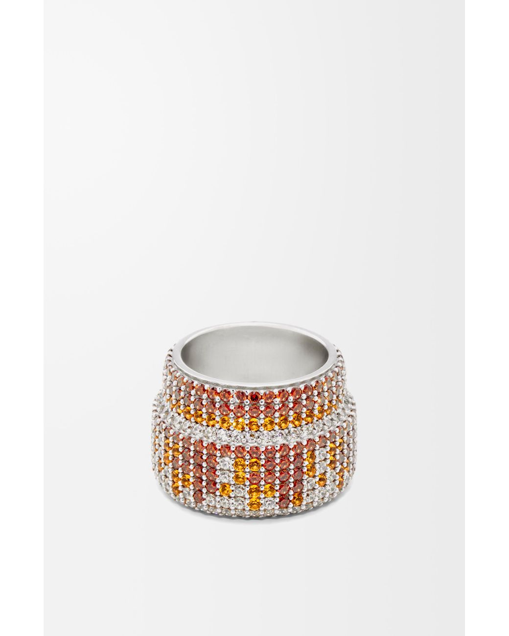 Loewe White Luxury Large Pavé Ring In Sterling Silver And Crystals For
