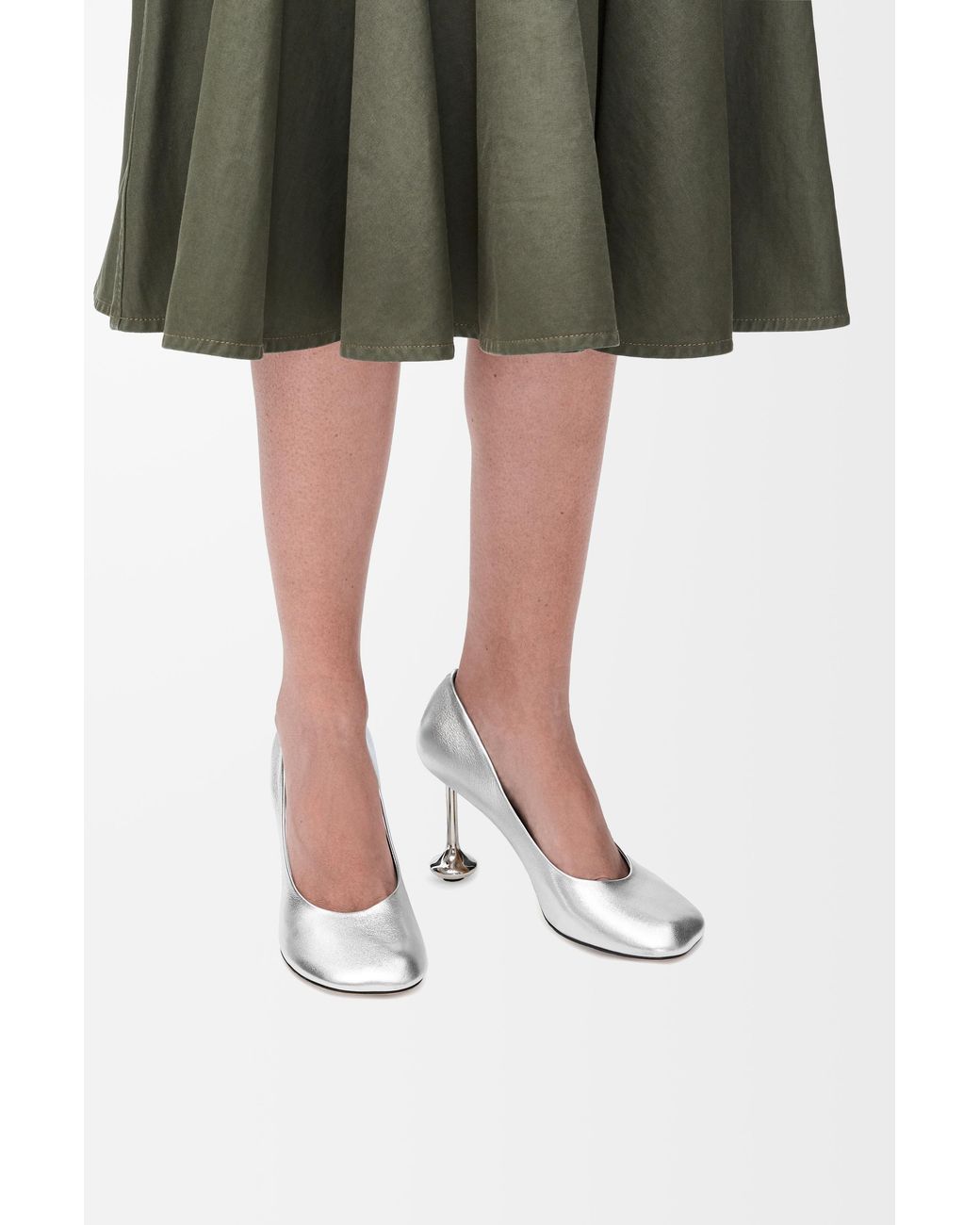 Loewe White Toy Pump In Laminated Lambskin