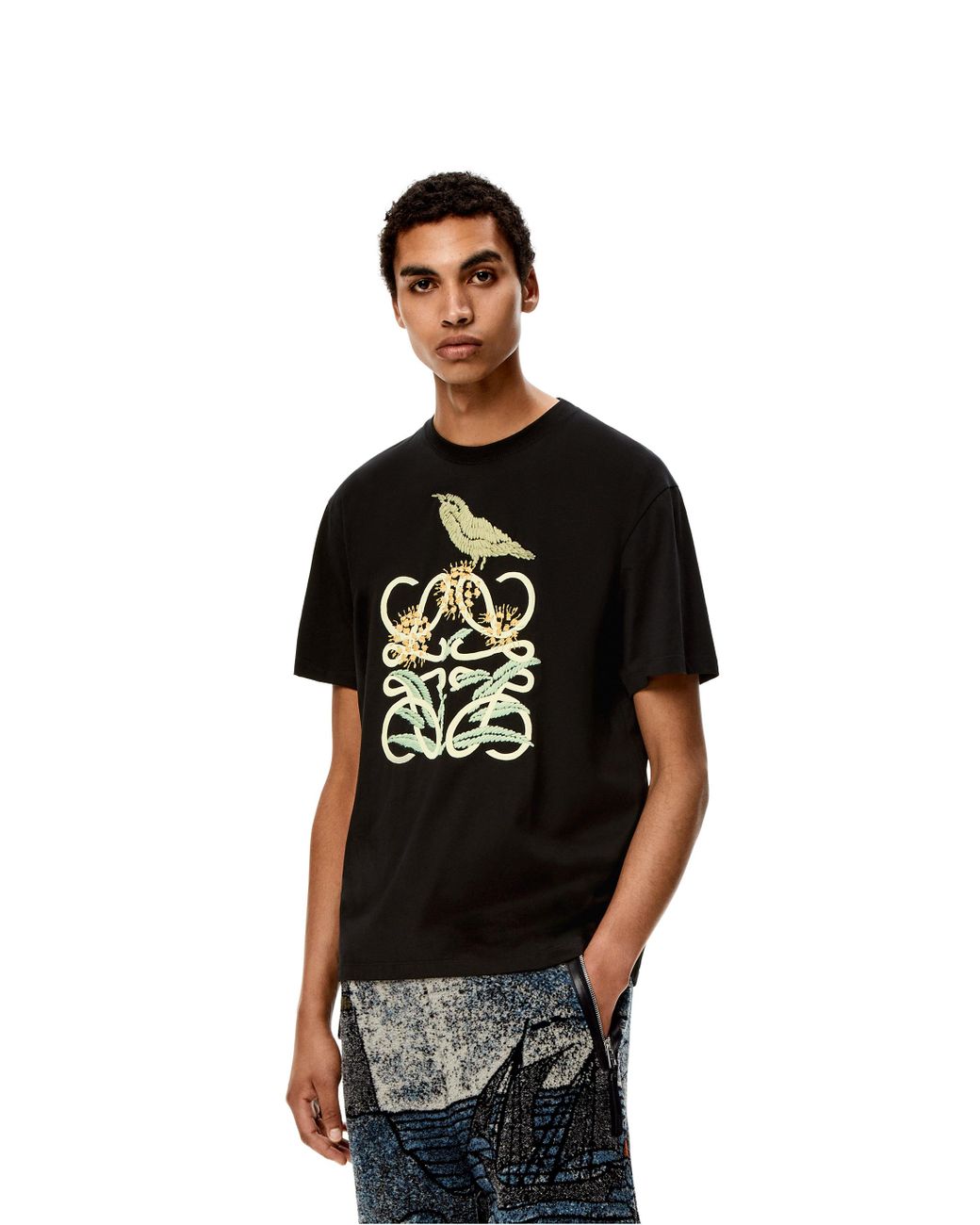 Loewe Black Luxury Herbarium Anagram T-shirt In Cotton For Men