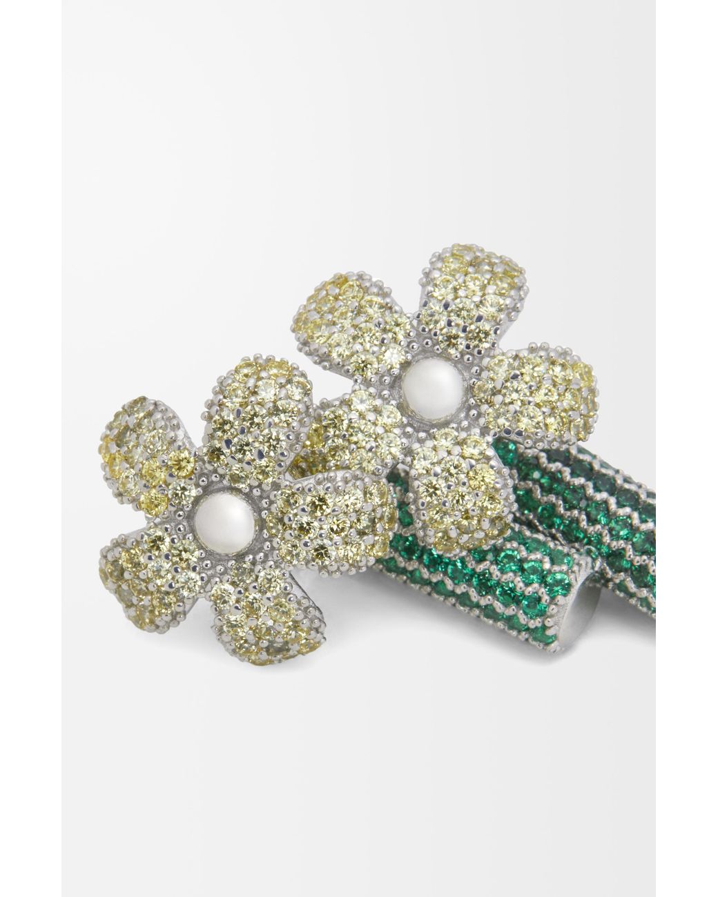 Loewe Metallic Flor Earrings In Sterling Silver And Crystals