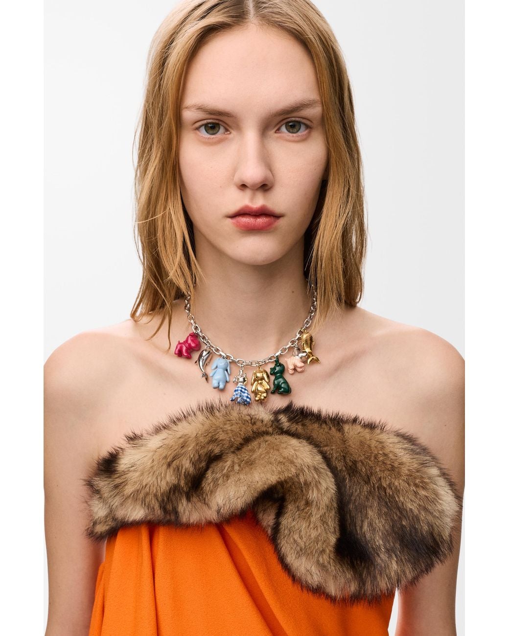 Loewe White Animals Charm Necklace
