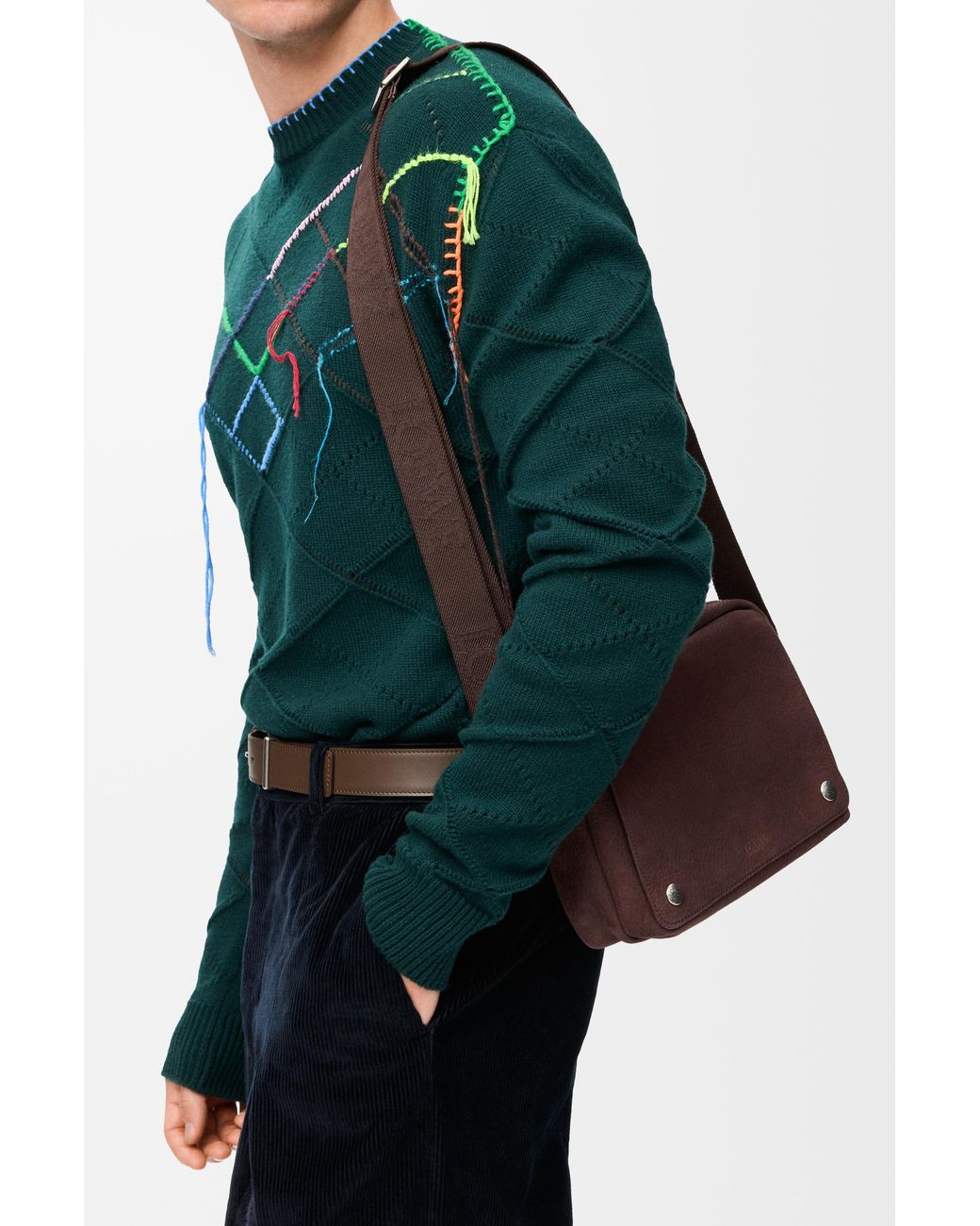 Loewe Brown Medium Pebble Messenger Bag for men