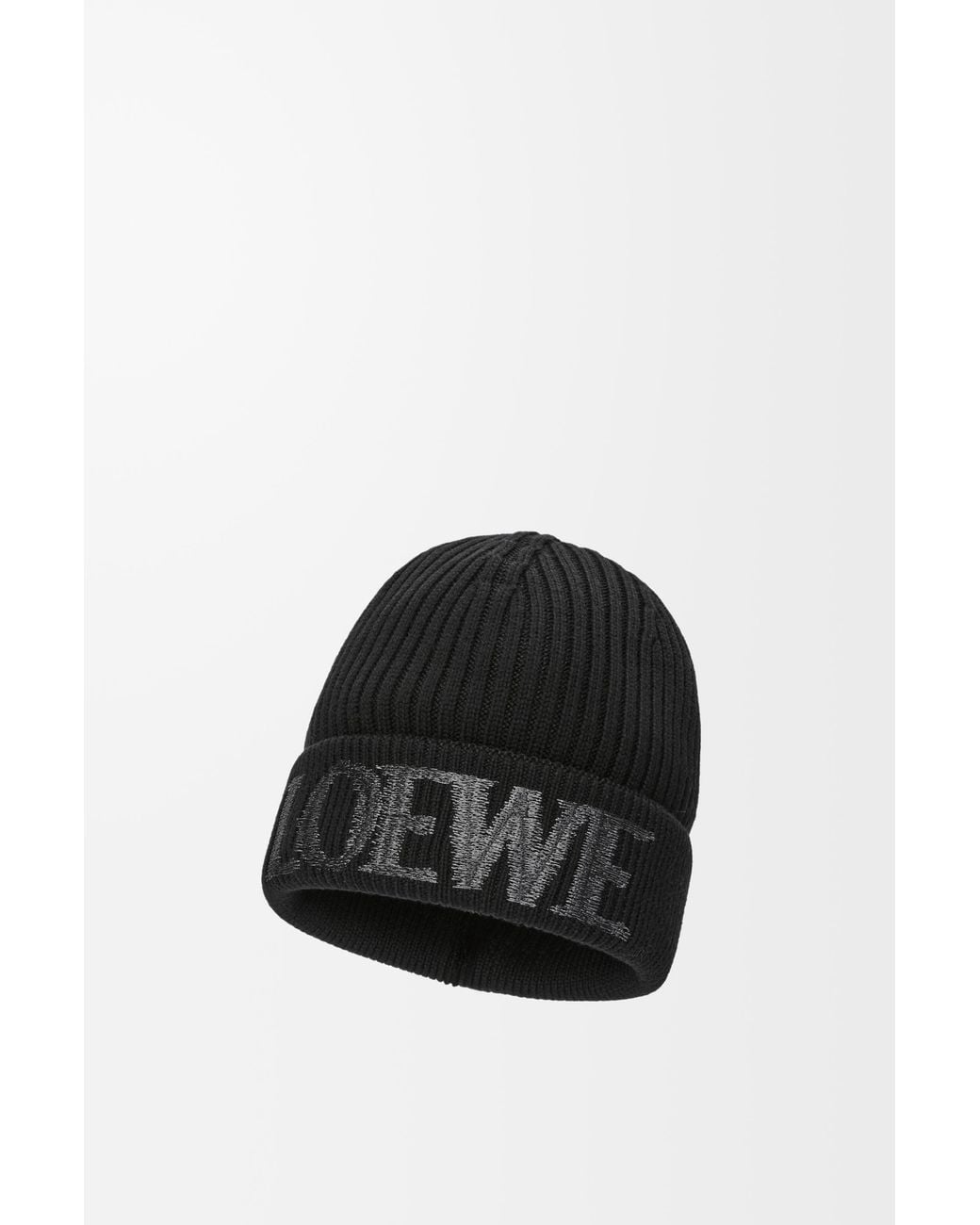 Loewe Black Luxury Beanie In Wool For