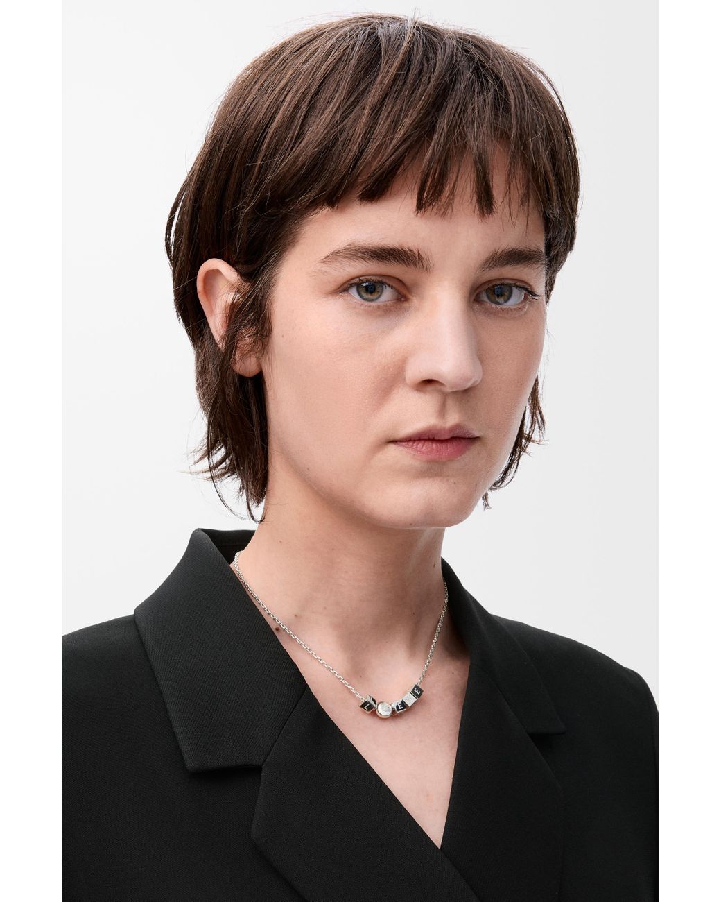 Loewe White Pebble Cube Necklace