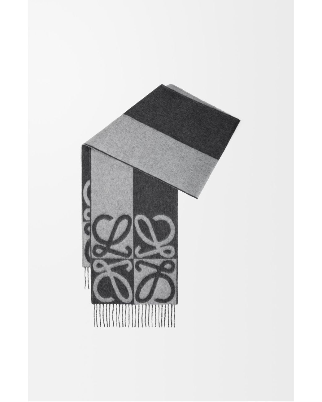 Loewe Black Wool And Cashmere Scarf Dark/Light