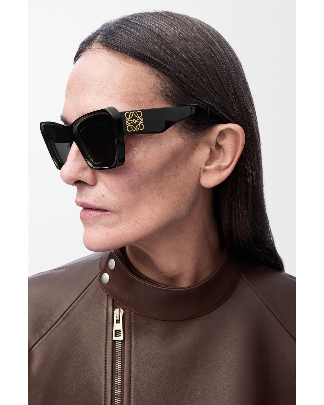 Loewe White Beveled Cateye Sunglasses