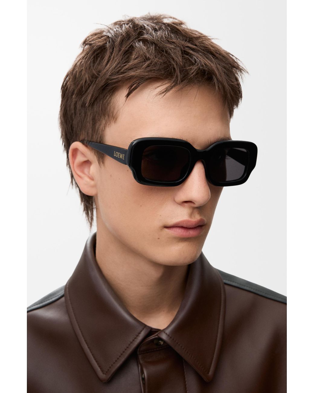 Loewe White Rectangular Slim Sunglasses
