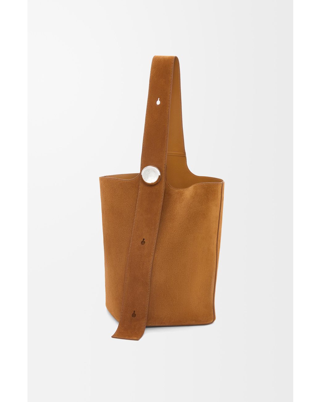 Loewe Brown Large Pebble Bucket Bag In Suede Calfskin for men