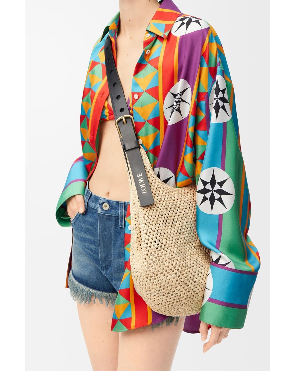 Loewe White Small Punch Hole Hobo