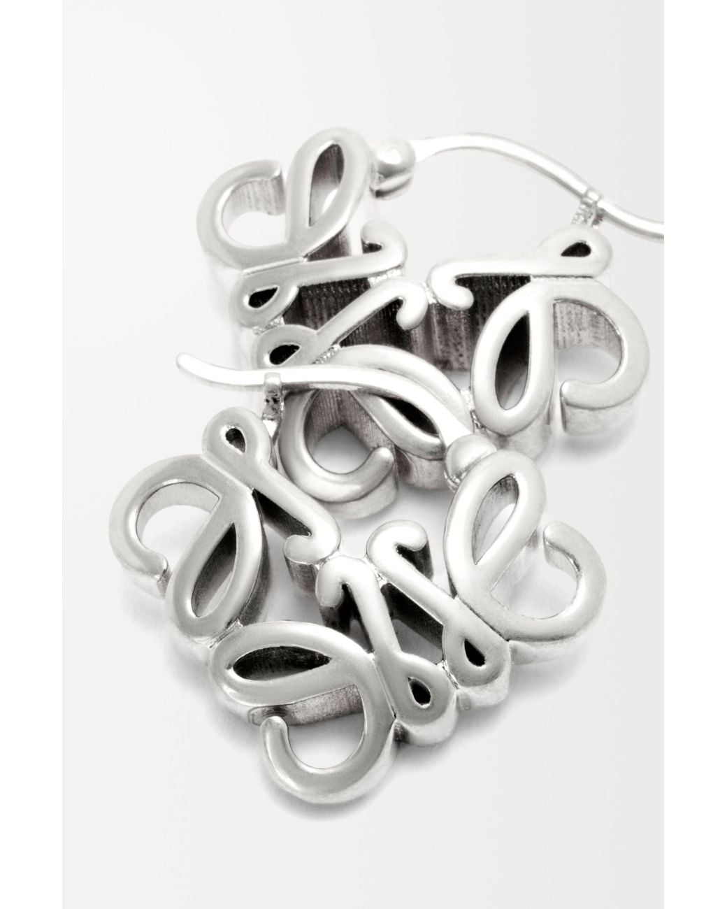 Loewe White Anagram Bombé Hoop Earrings