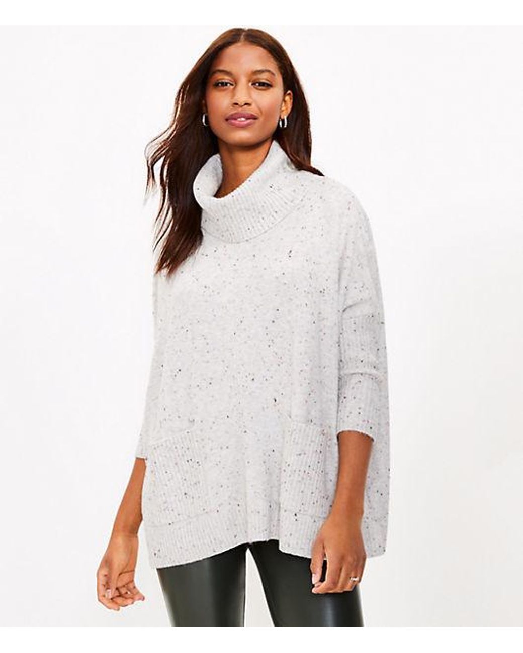 LOFT Petite Flecked Pocket Poncho 